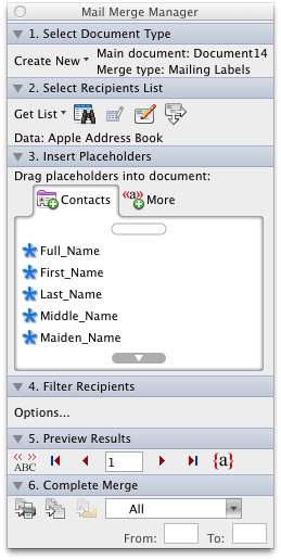 list for word labels for mac
